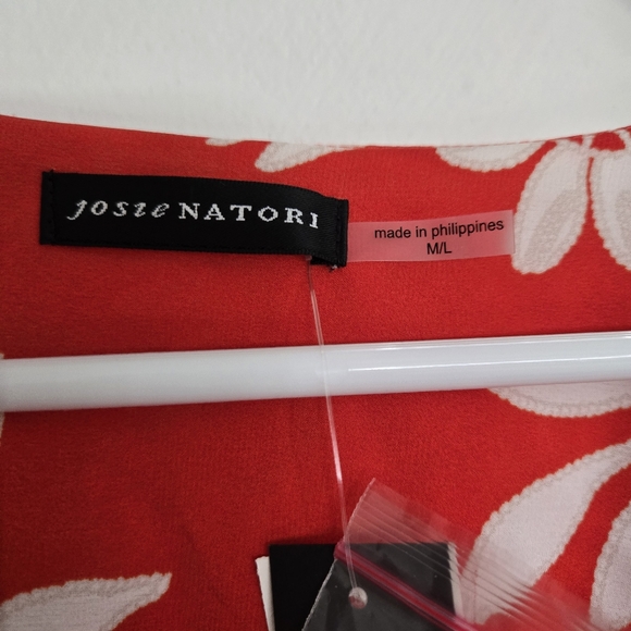 Josie Natori Mantilla Scroll Sequinned Floral Dress Orange Pink Size M/L - Picture 3 of 11